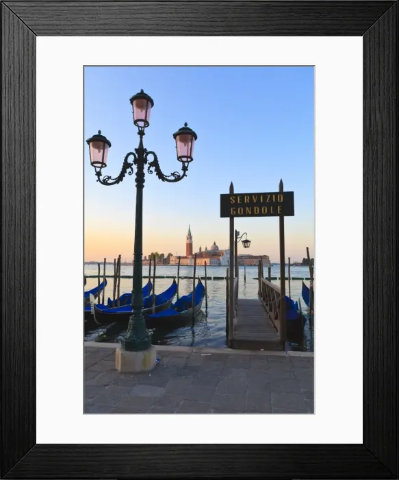 Framed Print : Gondolas moored by Riva degli Schiavoni, looking towards San Giorgio Maggiore Framed Print : Gondolas moored by Riva degli Schiavoni, looking towards San Giorgio Maggiore