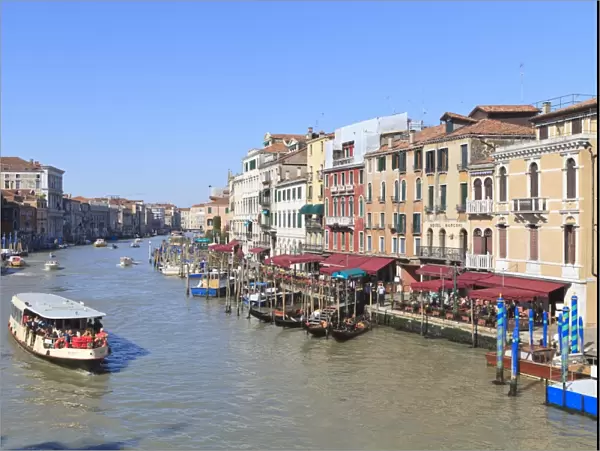 A vaporetto waterbus on the Grand Canal, Venice, UNESCO World Heritage Site