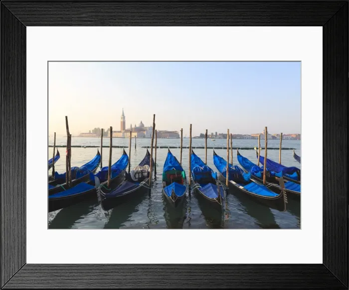 Framed Print : Gondolas on the Lagoon, San Giorgio Maggiore in the distance, Venice, UNESCO World Heritage Site Framed Print : Gondolas on the Lagoon, San Giorgio Maggiore in the distance, Venice, UNESCO World Heritage Site