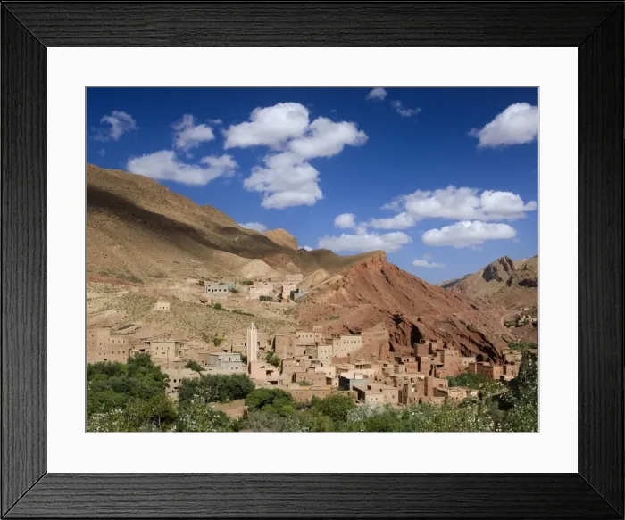 Framed Print : Small village and mosque in the Dades Gorge near Boumalne Dades, Morocco Framed Print : Small village and mosque in the Dades Gorge near Boumalne Dades, Morocco
