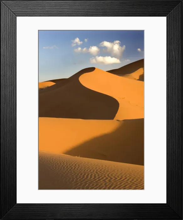 Framed Print : Rolling orange sand dunes and sand ripples in the Erg Chebbi sand sea near Merzouga Framed Print : Rolling orange sand dunes and sand ripples in the Erg Chebbi sand sea near Merzouga
