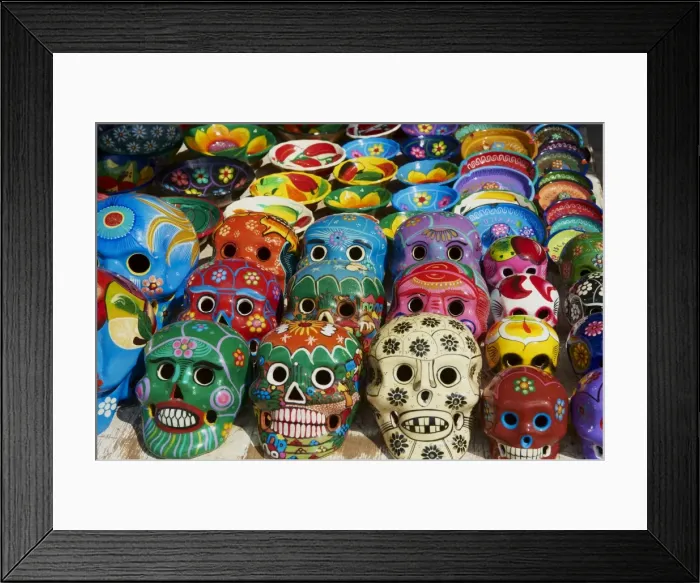 Framed Print : Handicrafts, masks for sale, Cancun, Quintana Roo, Mexico, North America Framed Print : Handicrafts, masks for sale, Cancun, Quintana Roo, Mexico, North America