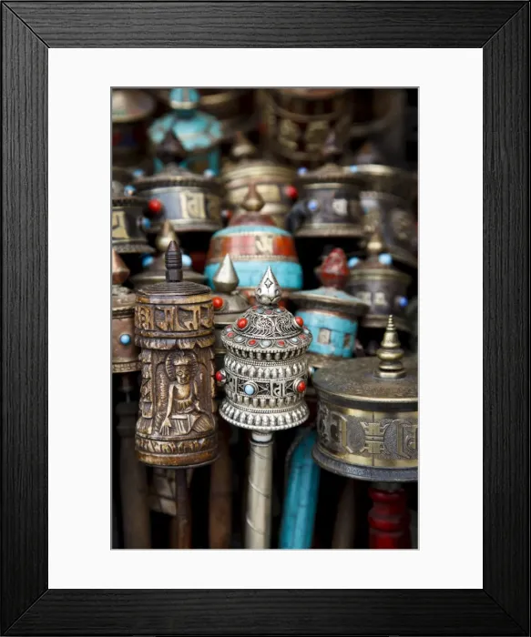 Framed Print : Tibetan prayer wheels for sale at the UNESCO World Heritage Site of Bodhnath Stupa Framed Print : Tibetan prayer wheels for sale at the UNESCO World Heritage Site of Bodhnath Stupa