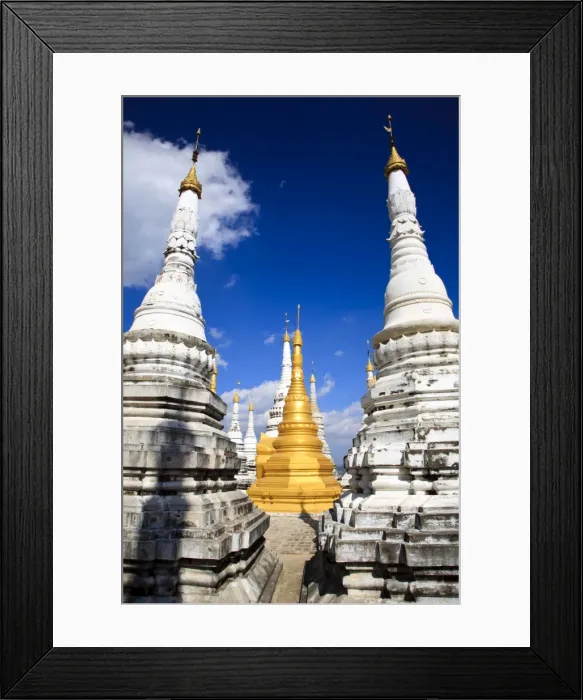 Framed Print : Stupas, Namhsan, Shan State, Myanmar, Asia