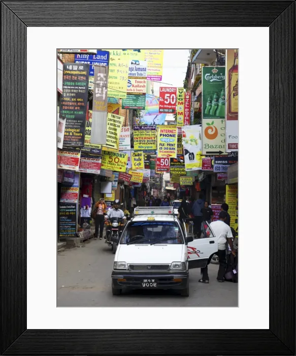 Framed Print : Motorbikes and cars in streets of Thamel, Kathmandu, Nepal, Asia Framed Print : Motorbikes and cars in streets of Thamel, Kathmandu, Nepal, Asia