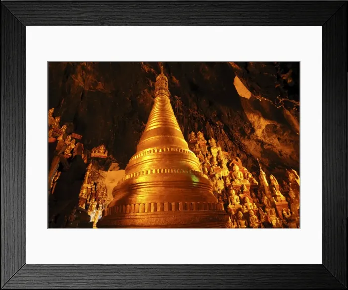 Framed Print : Golden Buddhist statues in the limestone caves of Pindaya, Myanmar, Asia Framed Print : Golden Buddhist statues in the limestone caves of Pindaya, Myanmar, Asia
