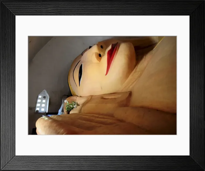 Framed Print : Reclining giant Buddha in a temple of the ruined city of Bagan, Myanmar, Asia Framed Print : Reclining giant Buddha in a temple of the ruined city of Bagan, Myanmar, Asia