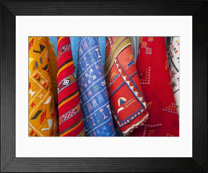 Framed Print : Carpets, Chefchaouen, Morocco, North Africa, Africa Framed Print : Carpets, Chefchaouen, Morocco, North Africa, Africa