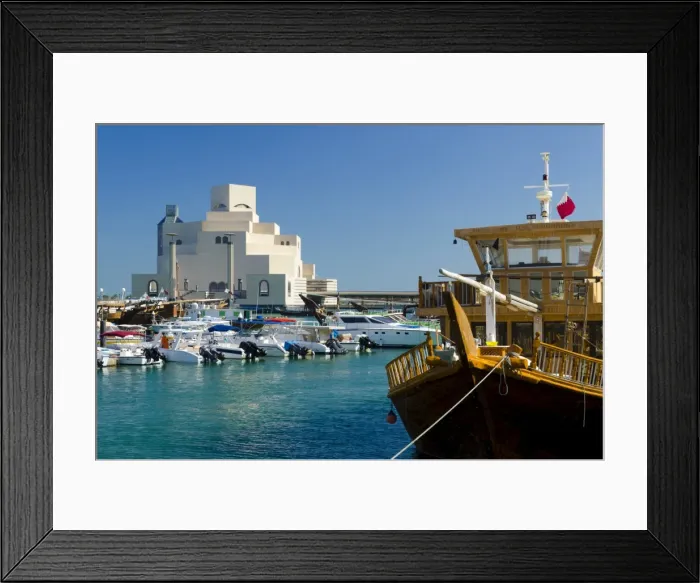 Framed Print : Museum of Islamic Art and dhow harbour, Doha, Qatar, Middle East Framed Print : Museum of Islamic Art and dhow harbour, Doha, Qatar, Middle East