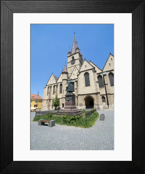 Framed Print : Evangelical church in Piata Huet, Sibiu, Romania, Europe Framed Print : Evangelical church in Piata Huet, Sibiu, Romania, Europe