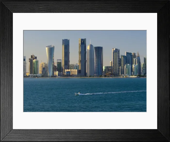 Framed Print : Modern skyline including Al Bidda Tower, Palm Towers, Burj Qatar and Tornado Tower Framed Print : Modern skyline including Al Bidda Tower, Palm Towers, Burj Qatar and Tornado Tower