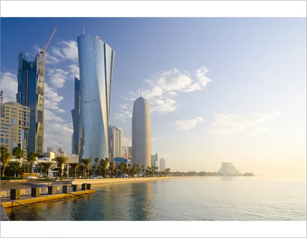 Palm Tower, Al Bidda Tower and Burj Qatar on skyline, Doha, Qatar, Middle East