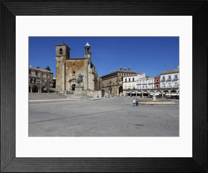 Framed Print : Pizarro statue and San Martin Church, Plaza Mayor, Trujillo, Extremadura, Spain, Europe Framed Print : Pizarro statue and San Martin Church, Plaza Mayor, Trujillo, Extremadura, Spain, Europe