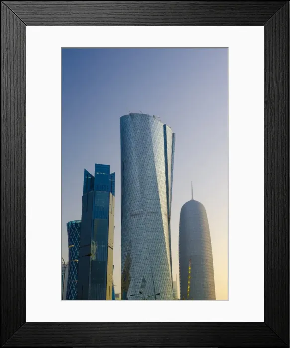Framed Print : Skyscrapers, left to right Palm Tower, Al Bidda Tower and Burj Qatar, Doha Framed Print : Skyscrapers, left to right Palm Tower, Al Bidda Tower and Burj Qatar, Doha
