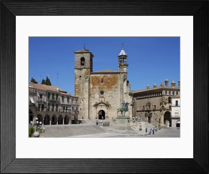 Framed Print : Pizarro statue and San Martin Church, Plaza Mayor, Trujillo, Extremadura, Spain, Europe Framed Print : Pizarro statue and San Martin Church, Plaza Mayor, Trujillo, Extremadura, Spain, Europe