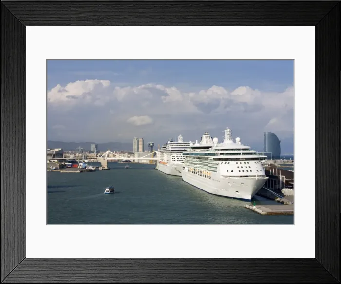 Framed Print : Cruise ships in Barcelona Port, Barcelona, Catalonia, Spain, Europe Framed Print : Cruise ships in Barcelona Port, Barcelona, Catalonia, Spain, Europe