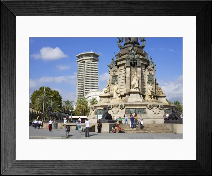Framed Print : Columbus Monument in Port Vell, Barcelona, Catalonia, Spain, Europe Framed Print : Columbus Monument in Port Vell, Barcelona, Catalonia, Spain, Europe
