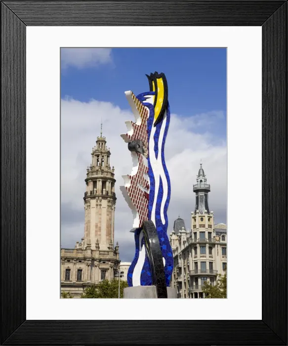 Framed Print : Barcelonas Head sculpture by Roy Lichtenstein in Port Vell, Barcelona Framed Print : Barcelonas Head sculpture by Roy Lichtenstein in Port Vell, Barcelona