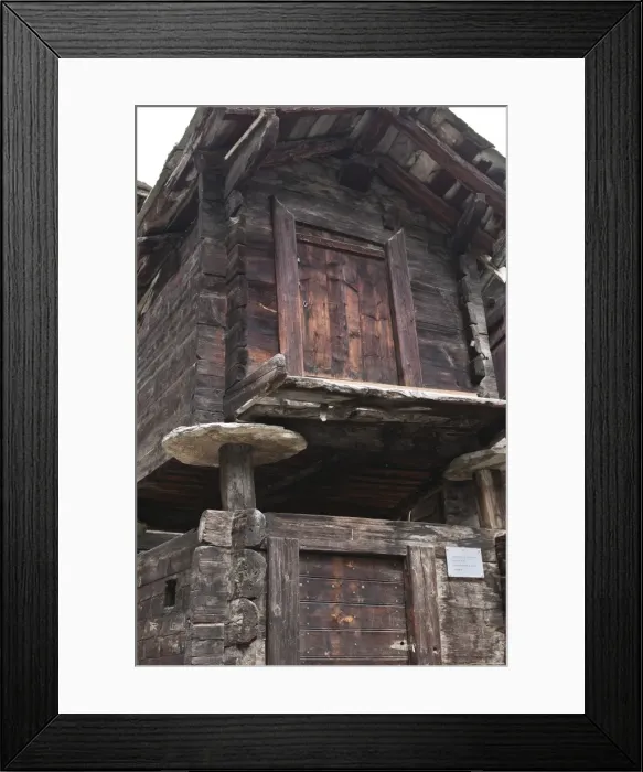 Framed Print : Historic district of Zermatt with old houses, Zermatt, Switzerland, Europe