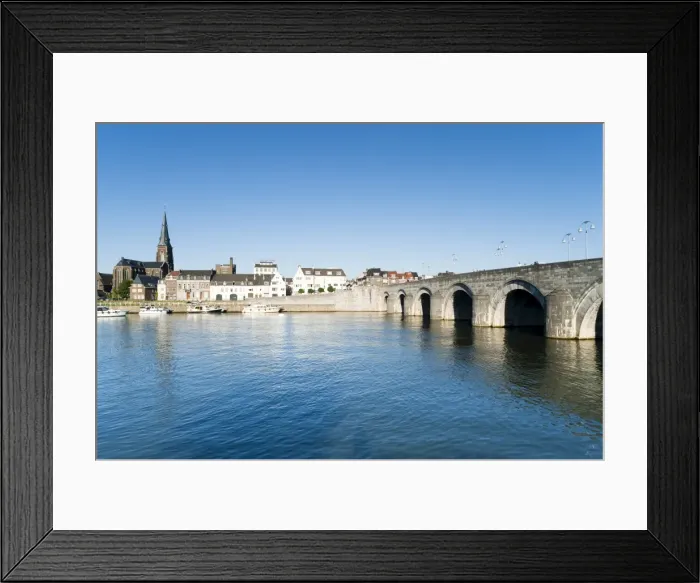 Framed Print : St. Maartenskerk (St. Martin Church) and St. Servatius Bridge on the River Ms Framed Print : St. Maartenskerk (St. Martin Church) and St. Servatius Bridge on the River Ms