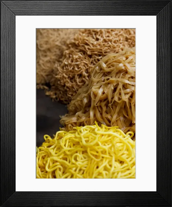 Framed Print : Various pad thai noodles arranged in a large frying pan, Bangkok, Thailand Framed Print : Various pad thai noodles arranged in a large frying pan, Bangkok, Thailand
