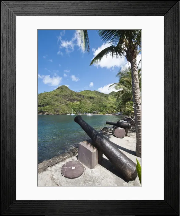 Framed Print : Wallilabou Bay, location of film Pirates of the Caribbean, St. Vincent, St Framed Print : Wallilabou Bay, location of film Pirates of the Caribbean, St. Vincent, St