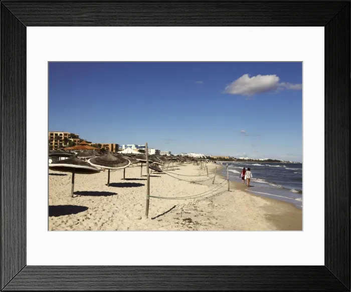 Framed Print : Beach scene in the tourist zone on the Mediterranean Sea, Sousse, Gulf of Hammamet Framed Print : Beach scene in the tourist zone on the Mediterranean Sea, Sousse, Gulf of Hammamet