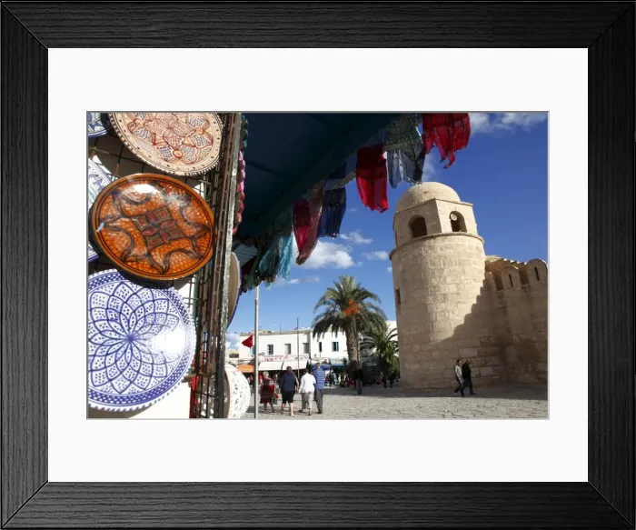 Framed Print : Handicraft shop outside the Great Mosque, Place de la Grande Mosque, Medina Framed Print : Handicraft shop outside the Great Mosque, Place de la Grande Mosque, Medina