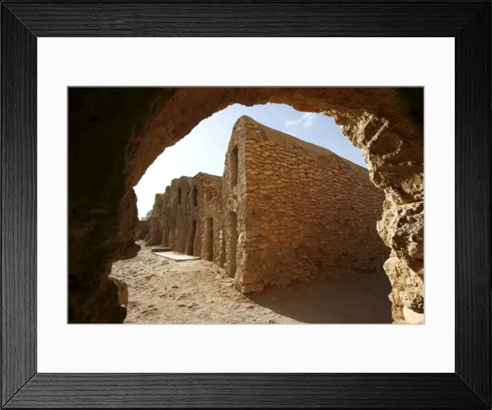 Framed Print : Restored former Berber granary with a maze of granary niches known as ghorfas Framed Print : Restored former Berber granary with a maze of granary niches known as ghorfas
