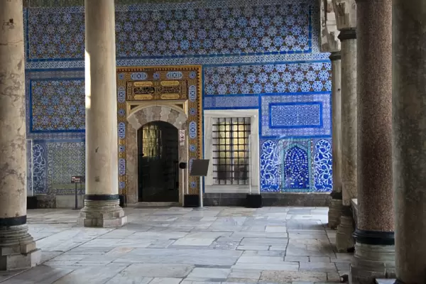 Iznik tiles adorning the circumcision room at Topkapi Palace, Istanbul, Turkey, Europe