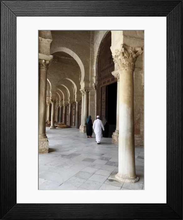 Framed Print : Colonnade bordering the courtyard of the Great Mosque Okba, UNESCO World Heritage Site Framed Print : Colonnade bordering the courtyard of the Great Mosque Okba, UNESCO World Heritage Site