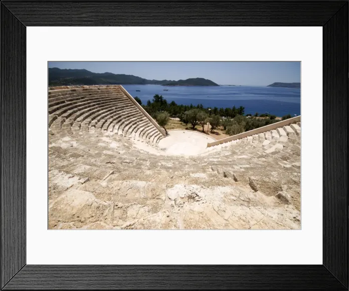 Framed Print : The Amphitheatre at Kas, the only Anatolian theatre to face the sea, Kas Framed Print : The Amphitheatre at Kas, the only Anatolian theatre to face the sea, Kas