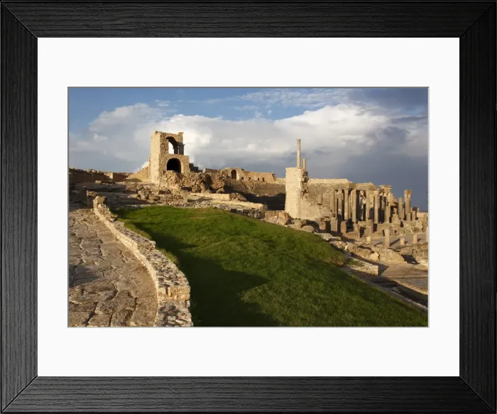 Framed Print : Ruins of the Roman theatre, Dougga Archaeological Site, UNESCO World Heritage Site Framed Print : Ruins of the Roman theatre, Dougga Archaeological Site, UNESCO World Heritage Site