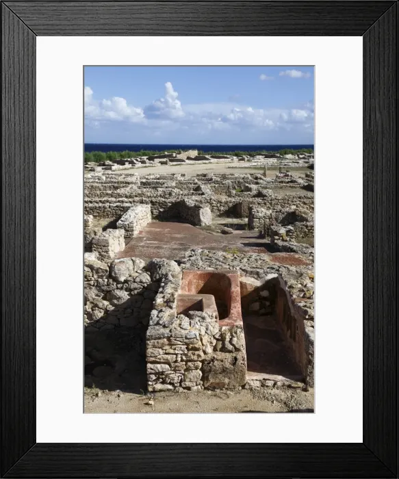 Framed Print : Phoenician ruins with Mediterranean Sea beyond, Kerkouane Archaeological Site Framed Print : Phoenician ruins with Mediterranean Sea beyond, Kerkouane Archaeological Site