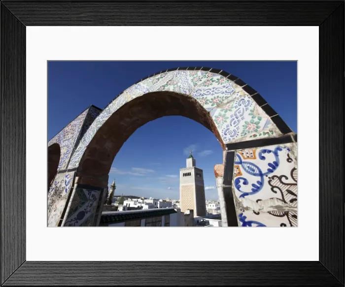 Framed Print : Minaret of the Great Mosque (Jamaa el Zitouna), Medina, UNESCO World Heritage Site Framed Print : Minaret of the Great Mosque (Jamaa el Zitouna), Medina, UNESCO World Heritage Site