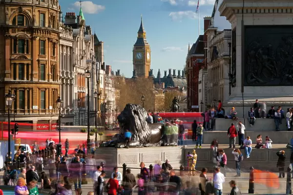 View down Whitehall from Trafalgar Square, London, England, United Kingdom, Europe
