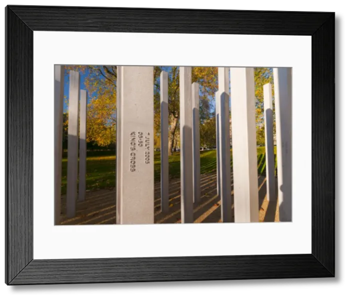 Framed Print : The 7th July Memorial to victims of the 2005 bombings, Hyde Park, London Framed Print : The 7th July Memorial to victims of the 2005 bombings, Hyde Park, London