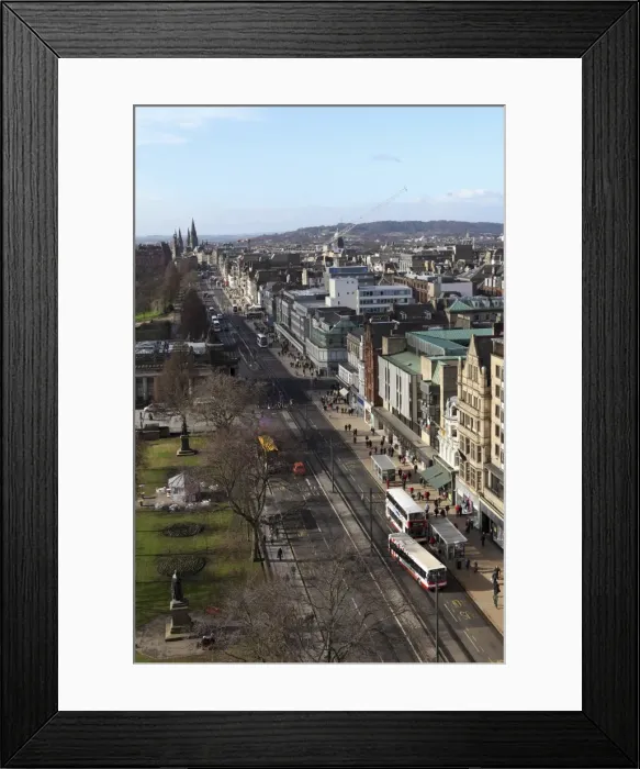 Framed Print : People and buses on Princes Street in Edinburgh, Scotland, United Kingdom, Europe Framed Print : People and buses on Princes Street in Edinburgh, Scotland, United Kingdom, Europe