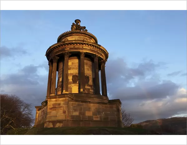 A rainbow curves over the Burns Memorial, dedicated to national poet Robbie Burns