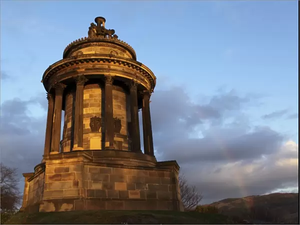 A rainbow curves over the Burns Memorial, dedicated to national poet Robbie Burns