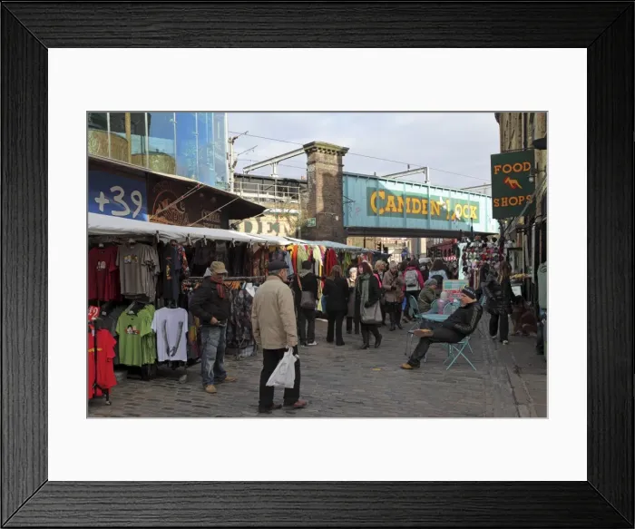 Framed Print : Shoppers visit the market at Camden Lock in London, England, United Kingdom, Europe Framed Print : Shoppers visit the market at Camden Lock in London, England, United Kingdom, Europe