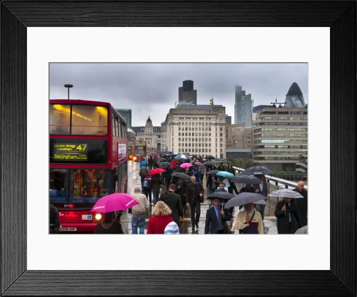Framed Print : Commuters crossing London Bridge, London, England, United Kingdom, Europe Framed Print : Commuters crossing London Bridge, London, England, United Kingdom, Europe