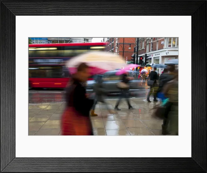 Framed Print : Shoppers in the rain, Oxford Street, London, England, United Kingdom, Europe Framed Print : Shoppers in the rain, Oxford Street, London, England, United Kingdom, Europe