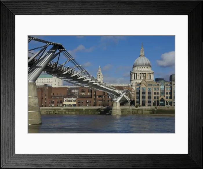 Framed Print : The Dome of St. Pauls Cathedral and Millennium Bridge over the River Thames Framed Print : The Dome of St. Pauls Cathedral and Millennium Bridge over the River Thames