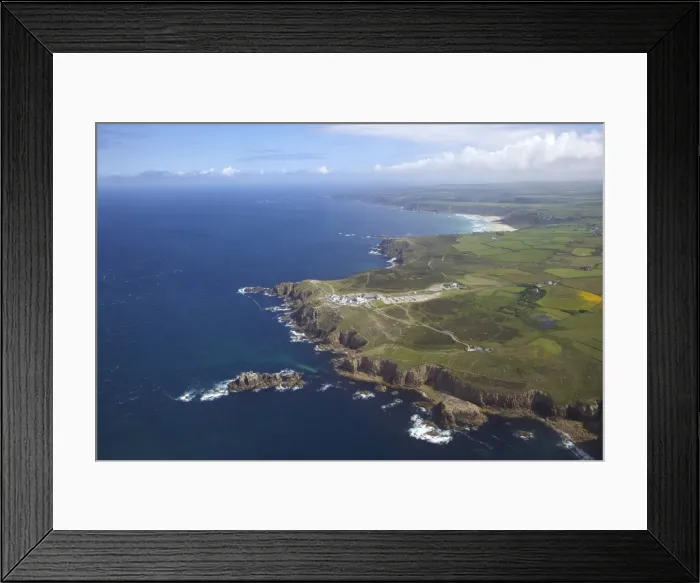 Framed Print : Aerial photo of Lands End Peninsula, West Penwith, Cornwall, England, United Kingdom Framed Print : Aerial photo of Lands End Peninsula, West Penwith, Cornwall, England, United Kingdom