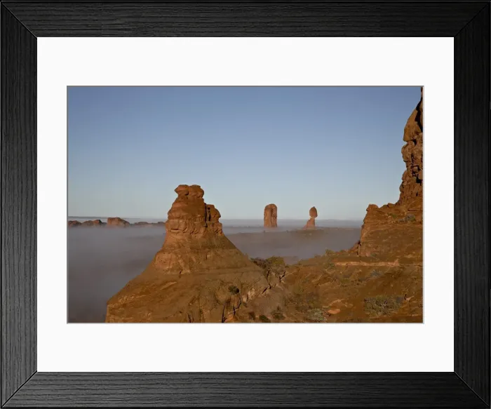 Framed Print : Balanced Rock with fog, Arches National Park, Utah, United States of America Framed Print : Balanced Rock with fog, Arches National Park, Utah, United States of America