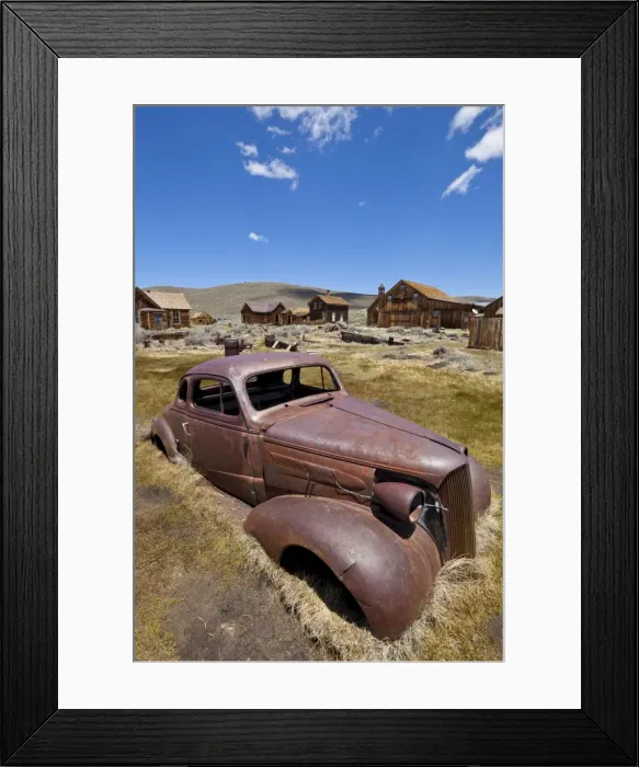 Framed Print : Old rusty American car in the California gold mining ghost town, Bodie State Historic Park Framed Print : Old rusty American car in the California gold mining ghost town, Bodie State Historic Park