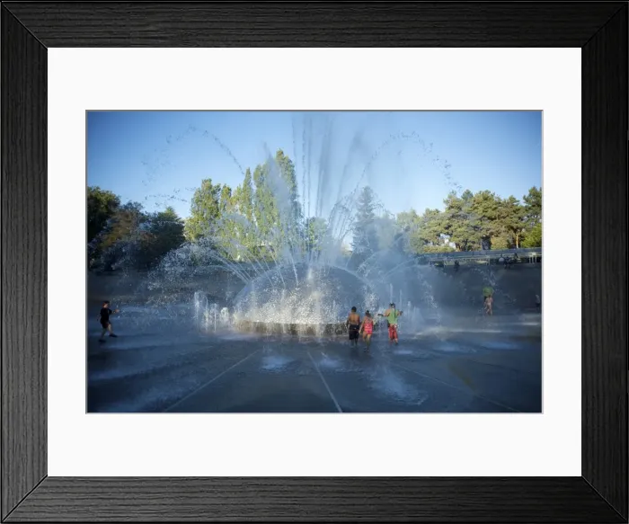 Framed Print : Children play in the fountain at Seattle Center, Seattle, Washington State Framed Print : Children play in the fountain at Seattle Center, Seattle, Washington State