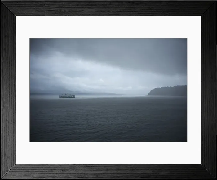 Framed Print : A ferry boat moves through stormy weather from Vashon Island to West Seattle Framed Print : A ferry boat moves through stormy weather from Vashon Island to West Seattle