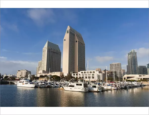 Marina and San Diego skyline, California, United States of America, North America